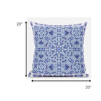 20 Cyan Blue Geostar Zippered Suede Throw Pillow