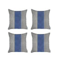 Set Of Four 18" X 18" Grey And Blue Geometric Zippered Handmade Polyester Throw Pillow