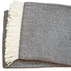 Dark Grey and White Dreamy Soft Herringbone Throw Blanket