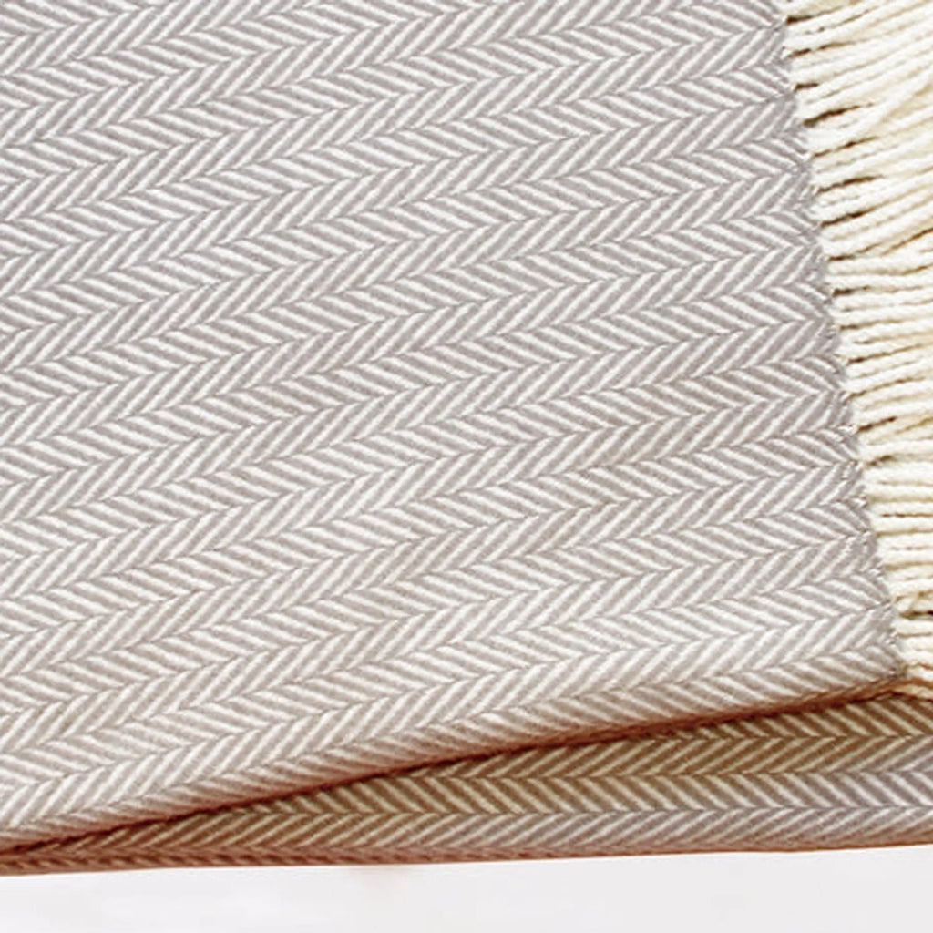 Grey and White Dreamy Soft Herringbone Throw Blanket