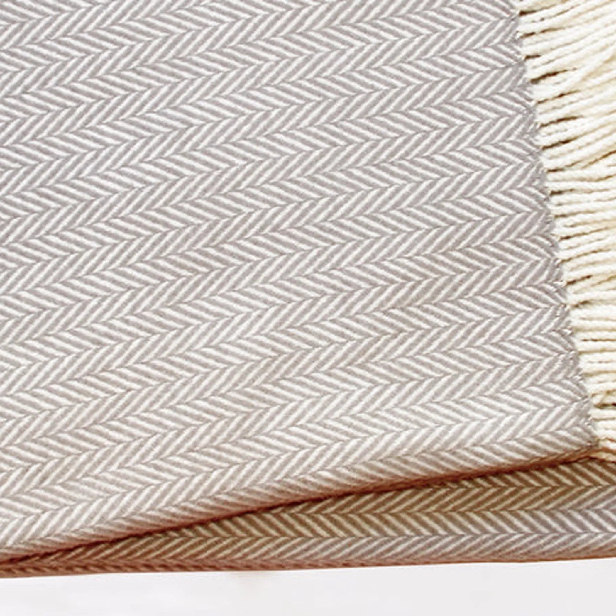 Grey and White Dreamy Soft Herringbone Throw Blanket