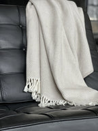 Grey and White Dreamy Soft Herringbone Throw Blanket