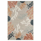 5' X 7' Grey Beige Orange Blue And White Coastal Coral Indoor Outdoor Area Rug
