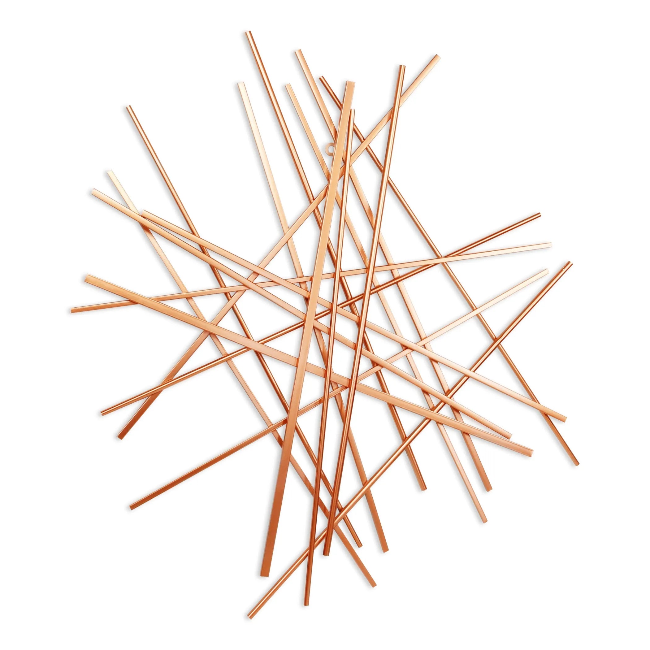 35" X 34" Rose Gold Metal Abstract Lines Hanging Dimensional Sculpture