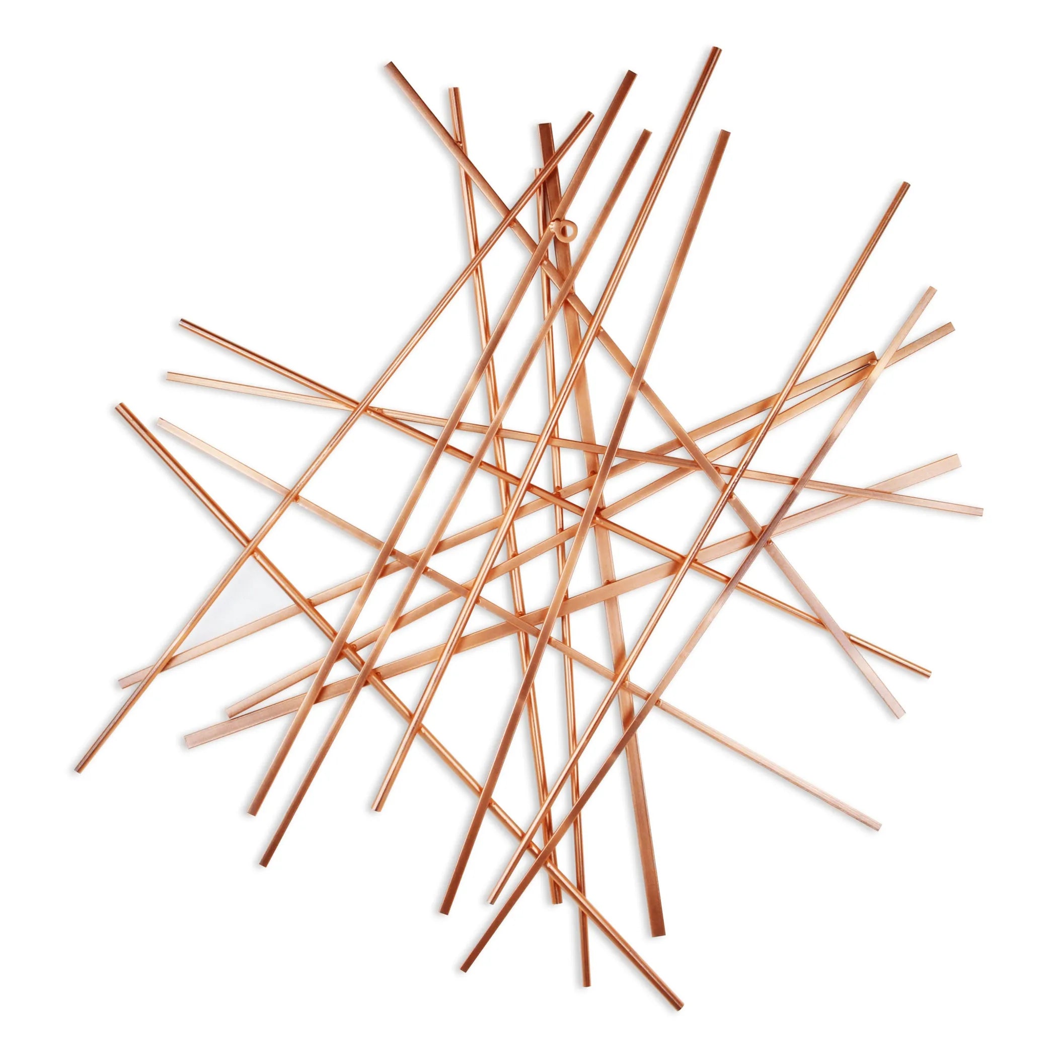 35" X 34" Rose Gold Metal Abstract Lines Hanging Dimensional Sculpture