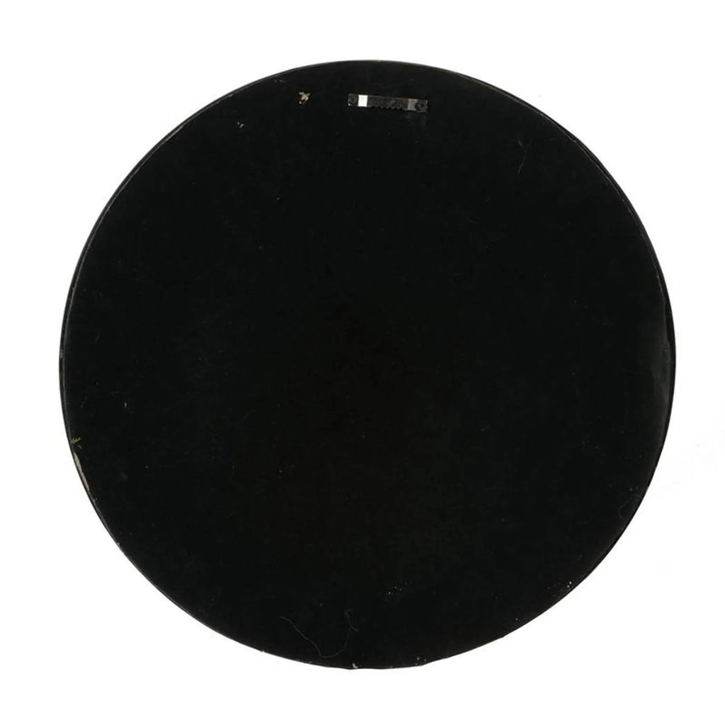 24 Inch Round Distressed Wood Frame Accent Mirror In Dark Brown Rustic Farmhouse Style For Living Room Decor