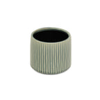 6" Green Striped Ceramic Indoor Outdoor Round Pot Planter