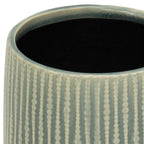 6" Green Striped Ceramic Indoor Outdoor Round Pot Planter