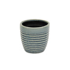6" Aqua Striped Ceramic Indoor Outdoor Round Pot Planter