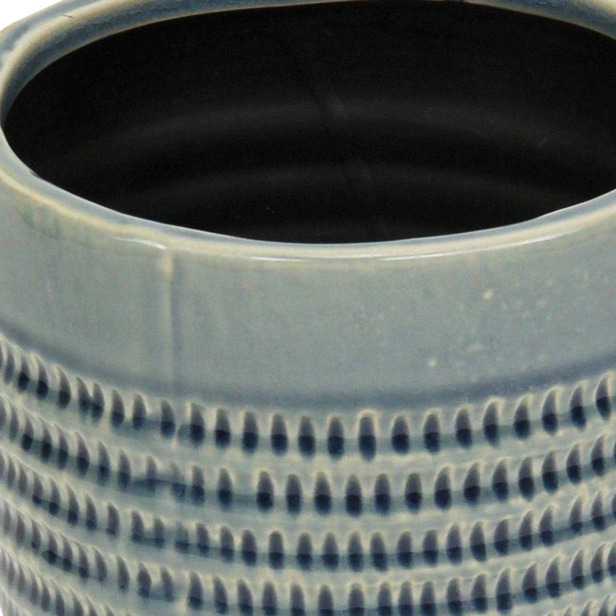 6" Aqua Striped Ceramic Indoor Outdoor Round Pot Planter