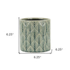 6" Green Geometric Ceramic Indoor Outdoor Round Pot Planter