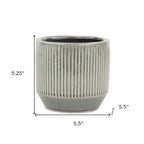 6" Gray Striped Ceramic Indoor Outdoor Round Pot Planter