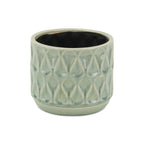 7" Green Geometric Ceramic Indoor Outdoor Round Pot Planter