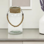 10" Clear and Brown Glass Jar with Rope
