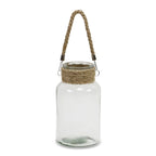 10" Clear and Brown Glass Jar with Rope