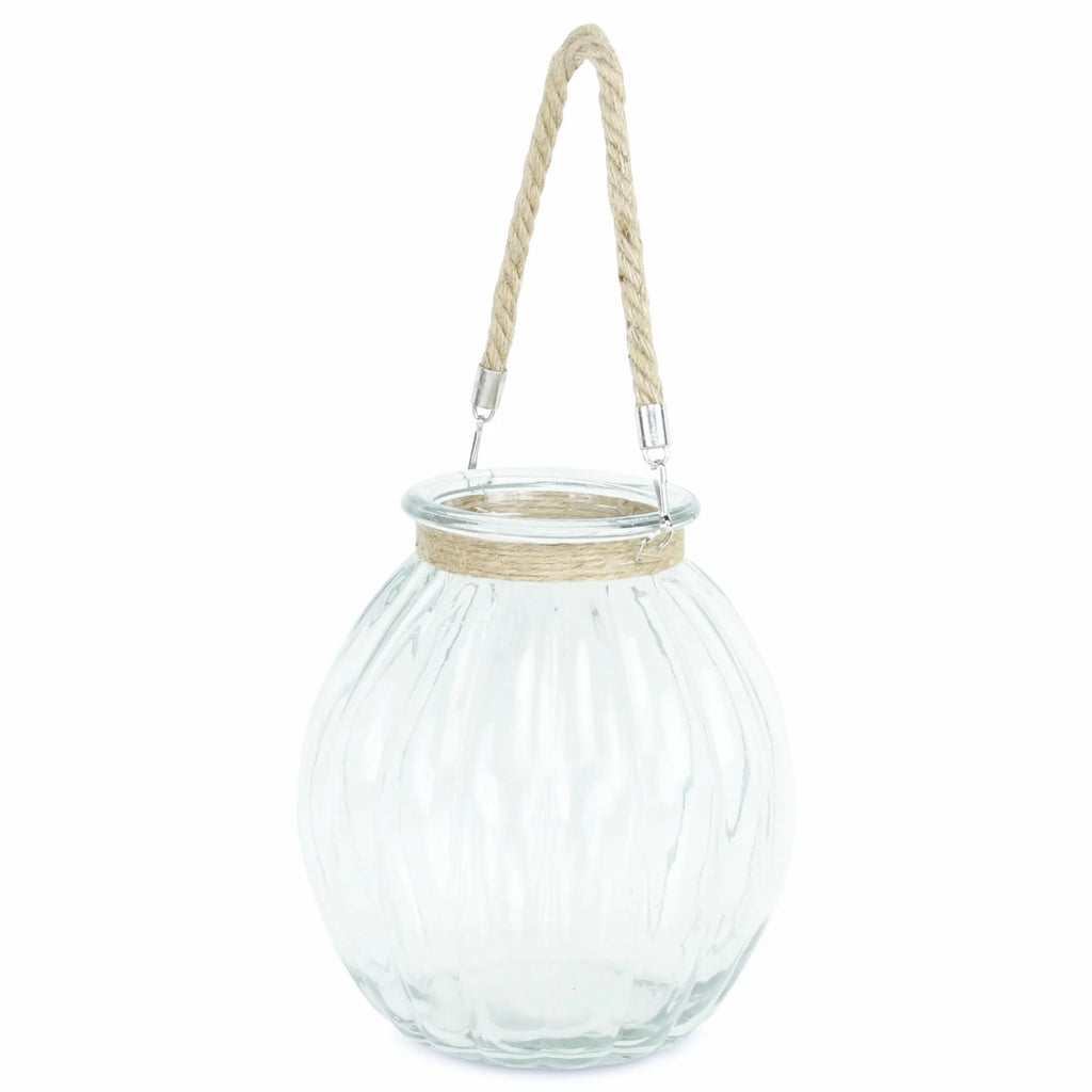 10" Clear Glass Decorative Jar With Rope