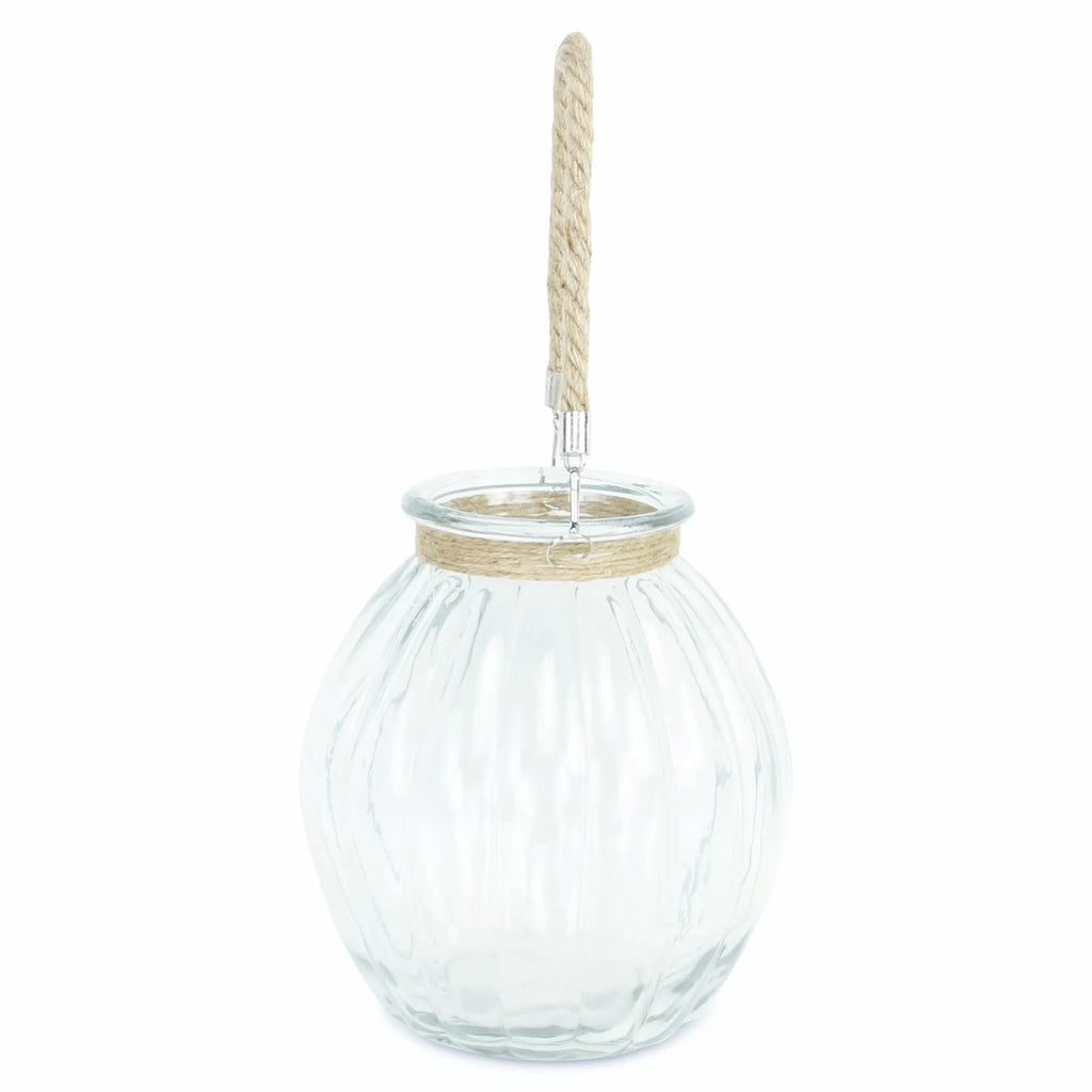 10" Clear Glass Decorative Jar With Rope