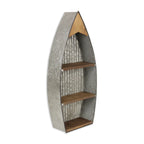23" Brown And Gray Galvanized Metal And Wood Wall Mounted Boat Shelf