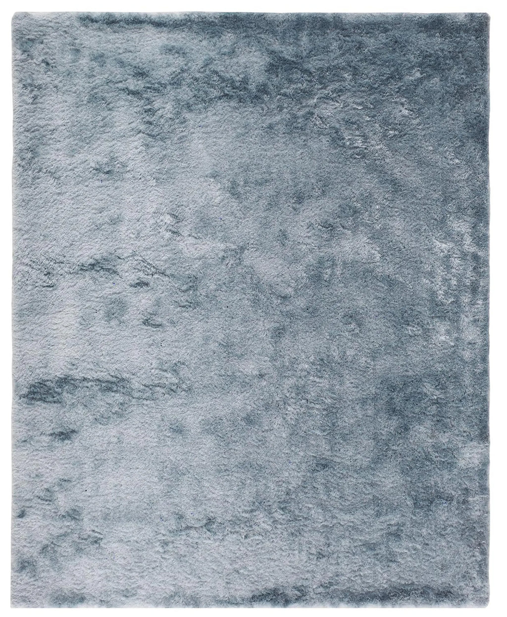 8' X 10' Blue and Silver Shag Hand Tufted Area Rug