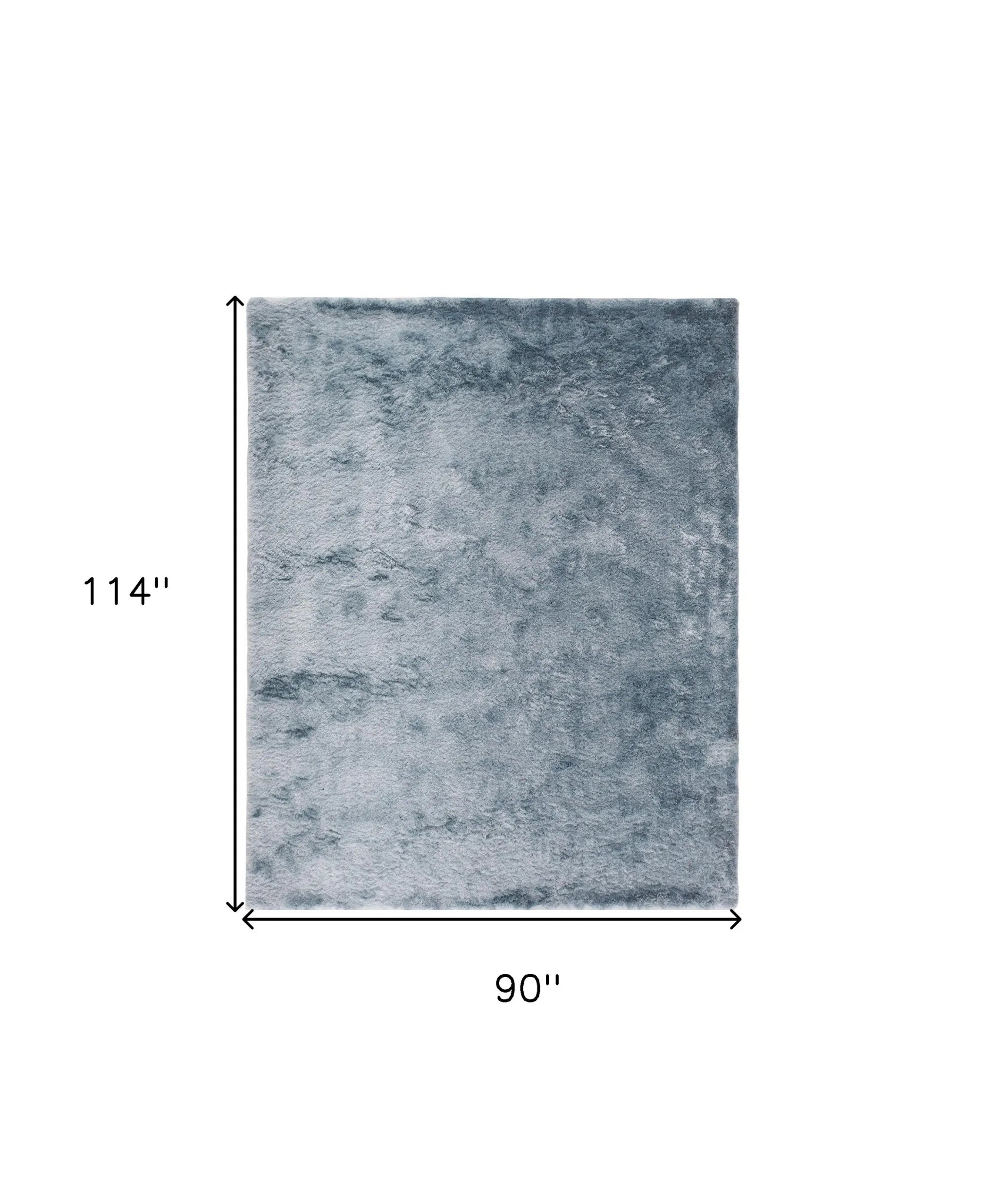 8' X 10' Blue and Silver Shag Hand Tufted Area Rug