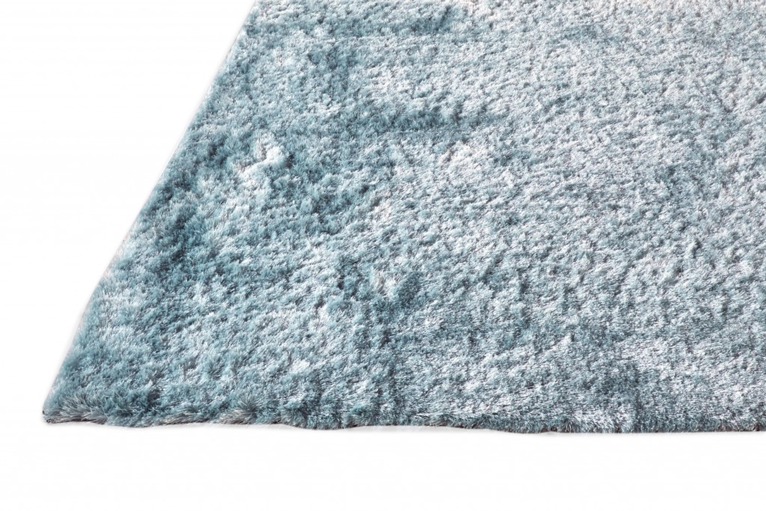 8' X 10' Blue and Silver Shag Hand Tufted Area Rug