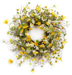 24 Inch Yellow And White Spring Daisy Artificial Wreath For Covered Porches And Indoor Use