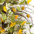 24 Inch Yellow And White Spring Daisy Artificial Wreath For Covered Porches And Indoor Use