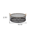 Set of Two Black and Tan Round Bamboo Serving Tray With Handles