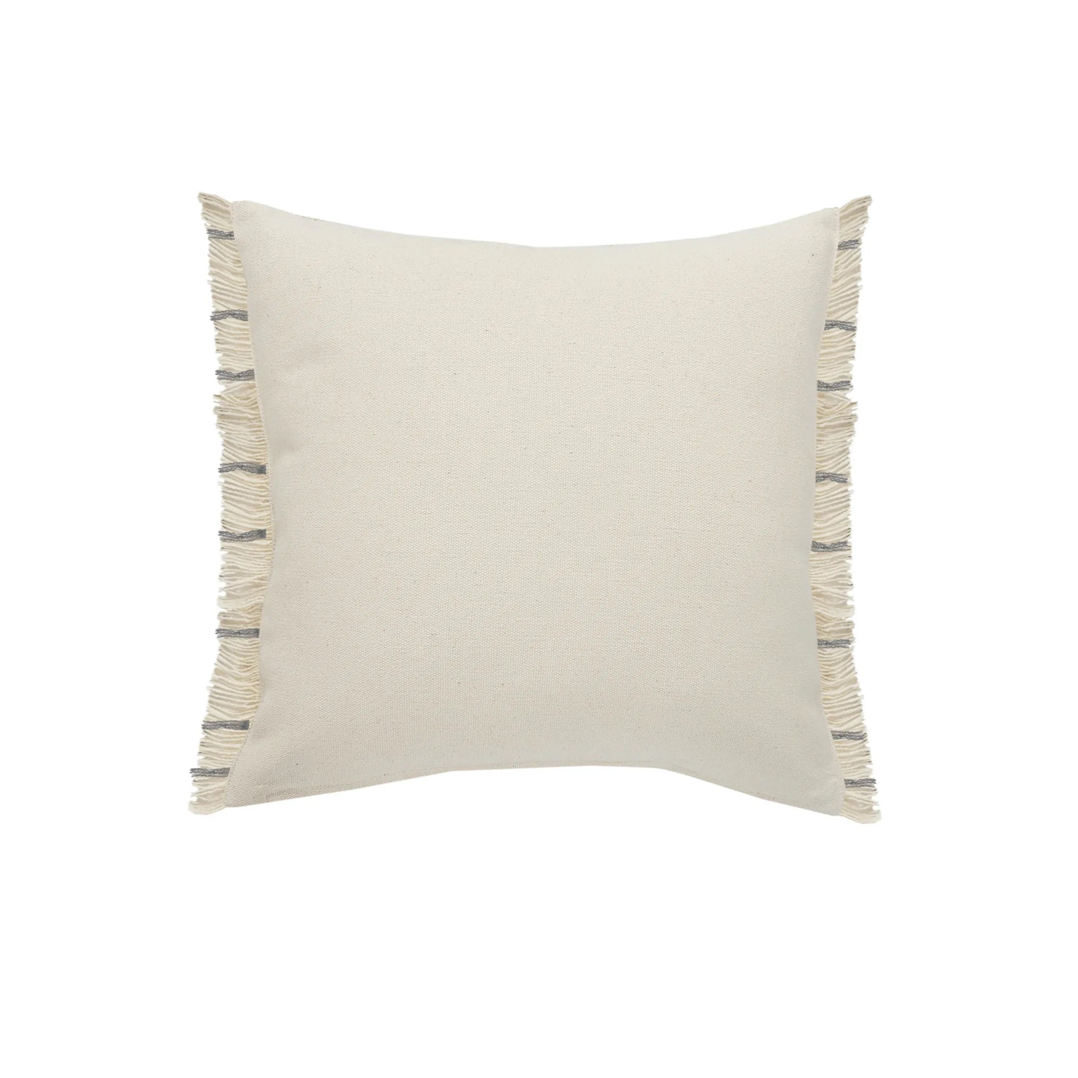 20" Taupe and Dusty Blue Jute Throw Pillow