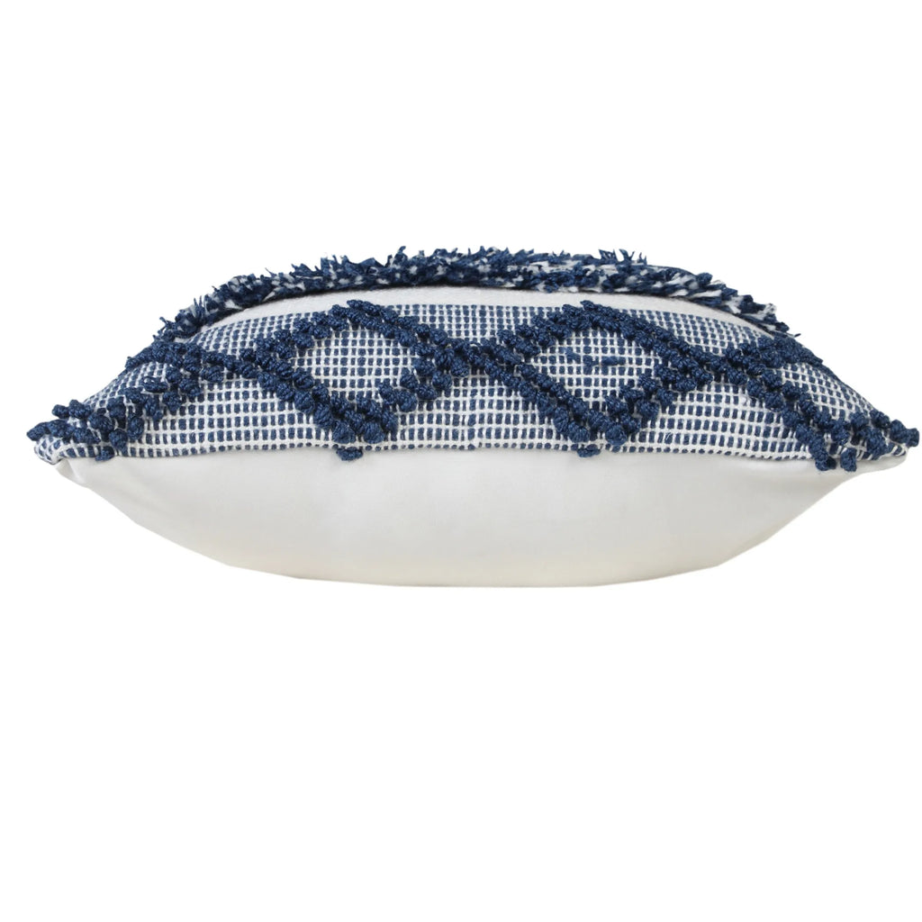 20" X 20" Navy Blue And White Polyester Coastal Zippered Pillow