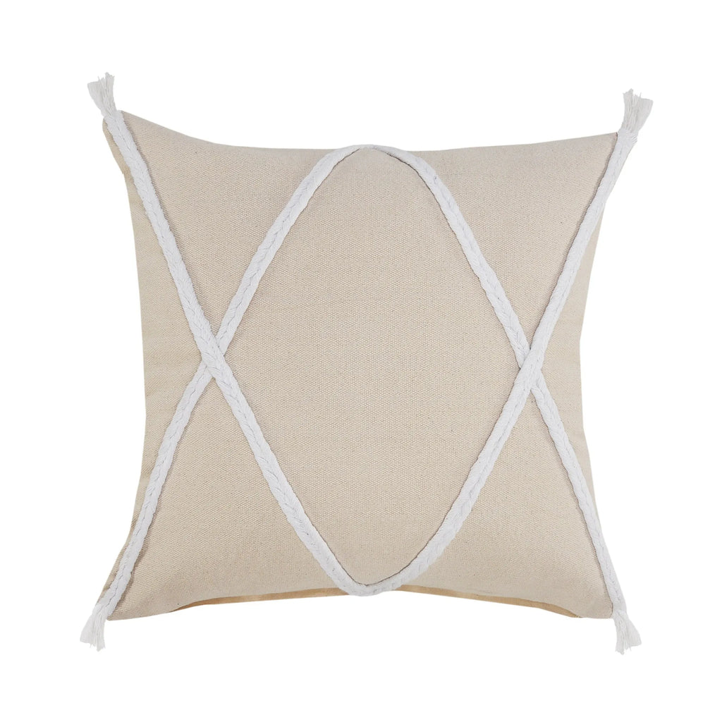 20" X 20" Birch And White 100% Cotton Coastal Zippered Pillow