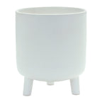 White Ceramic 7 Ounce Striped Footed Pot Planter