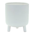 White Ceramic 7 Ounce Striped Footed Pot Planter