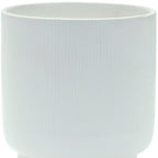 White Ceramic 7 Ounce Striped Footed Pot Planter
