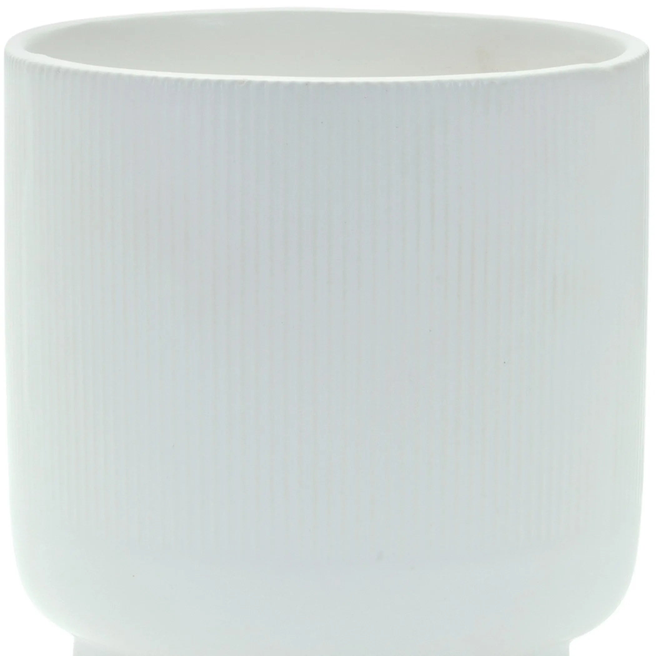 White Ceramic 7 Ounce Striped Footed Pot Planter