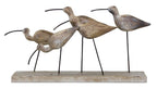 13" Natural Metal And Wood Coastal Sand Plover Birds Tabletop Sculpture