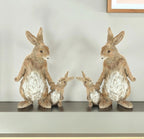 Set Of Two 7 Inch Brown And White Polyresin Rabbit Figurines For Tabletop Decor Accent