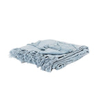 Light Blue Woven 100% Woven Textured Cotton Throw Blanket