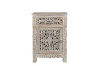 30" Gray Solid Wood Distressed One Drawer Nightstand