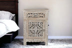 30" Gray Solid Wood Distressed One Drawer Nightstand