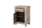 30" Gray Solid Wood Distressed One Drawer Nightstand