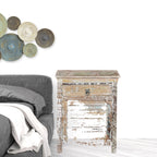 30" White Solid Wood Distressed One Drawer Nightstand