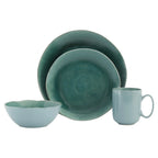 Green Sixteen Piece Ceramic Service For Four Dinnerware Set