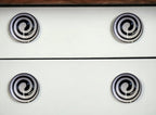 Set of Eight Black And White Ceramic And Metal Drawer Pull Knobs