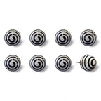 Set of Eight Black And White Ceramic And Metal Drawer Pull Knobs