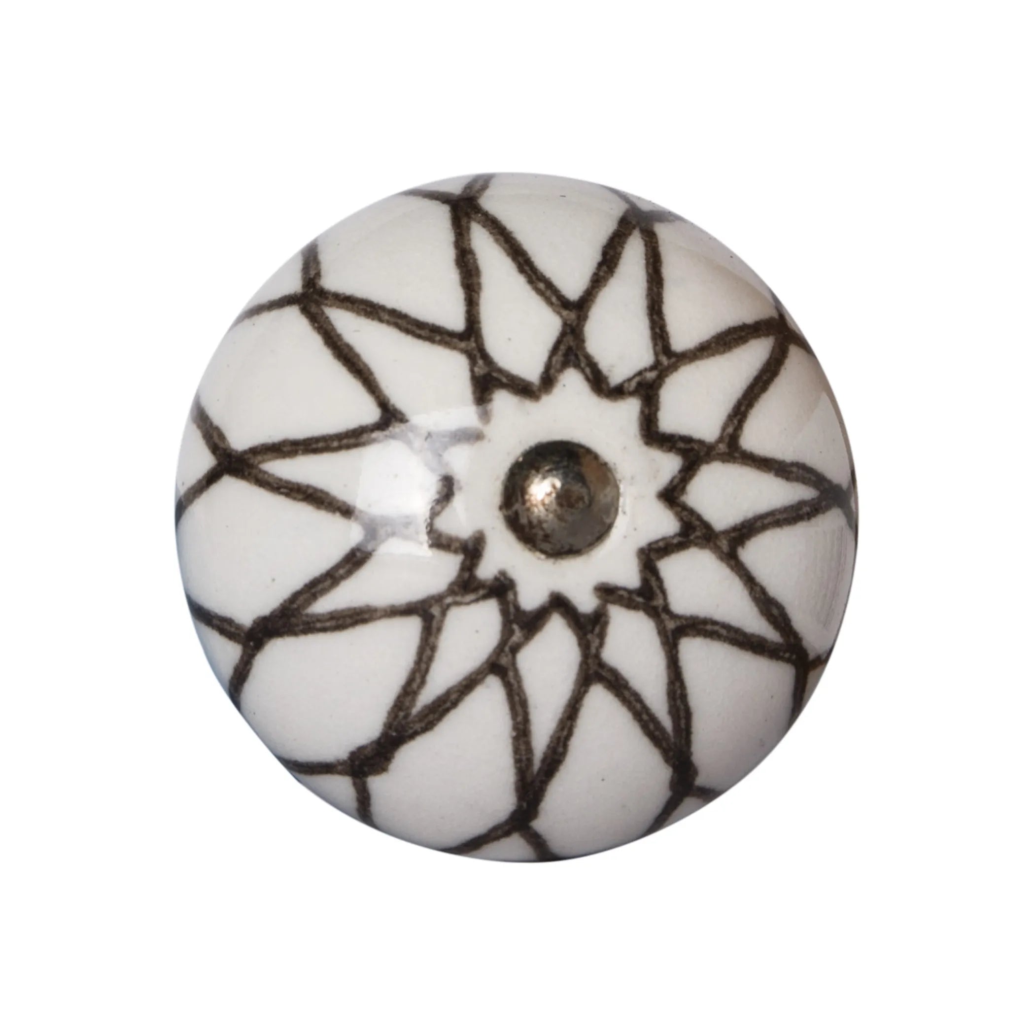 Set of Eight Brown Ceramic And Metal Drawer Pull Knobs