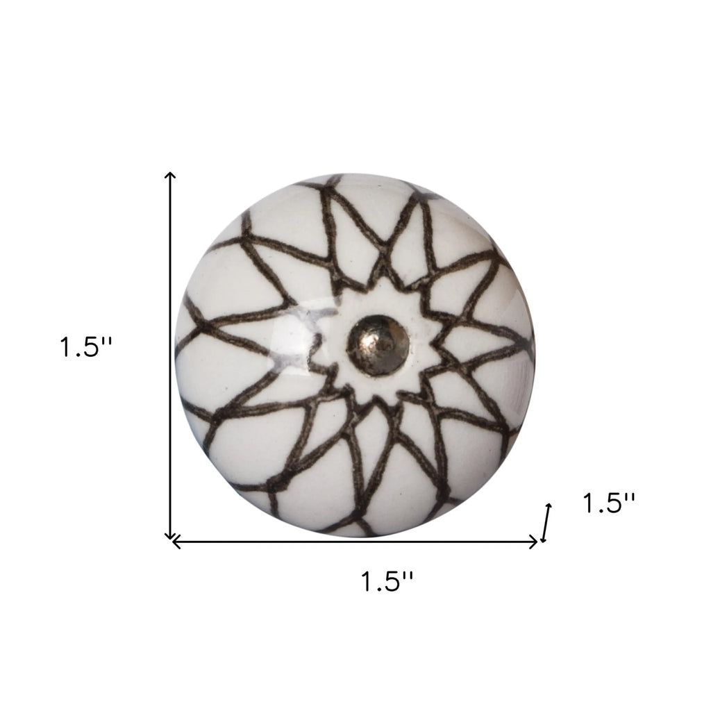 Set of Eight Brown Ceramic And Metal Drawer Pull Knobs