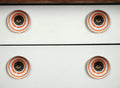 Set of Eight Orange And White Ceramic And Metal Drawer Pull Knobs