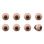 Set of Eight Orange And White Ceramic And Metal Drawer Pull Knobs
