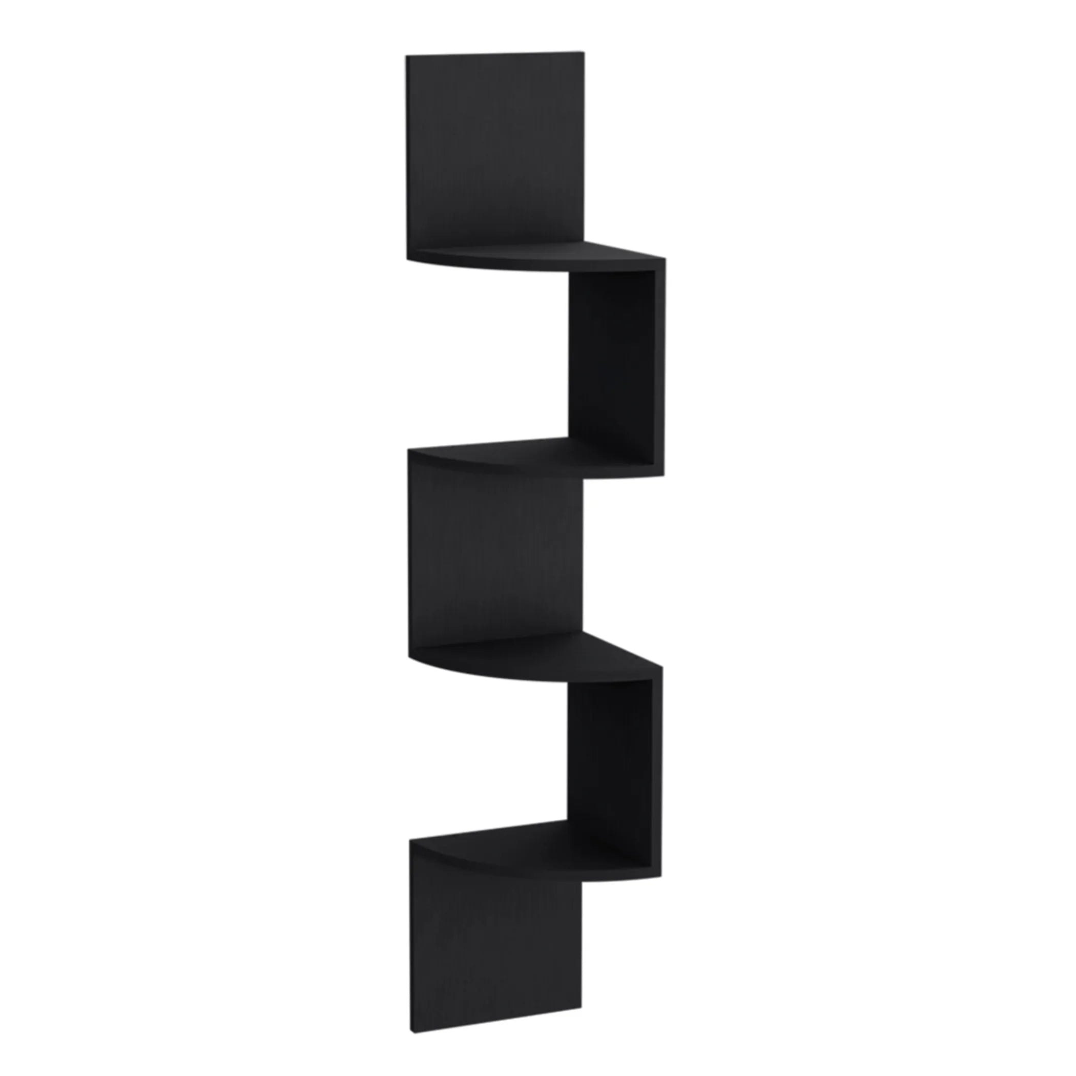 10" Black Wood Wall Mounted Corner Shelf